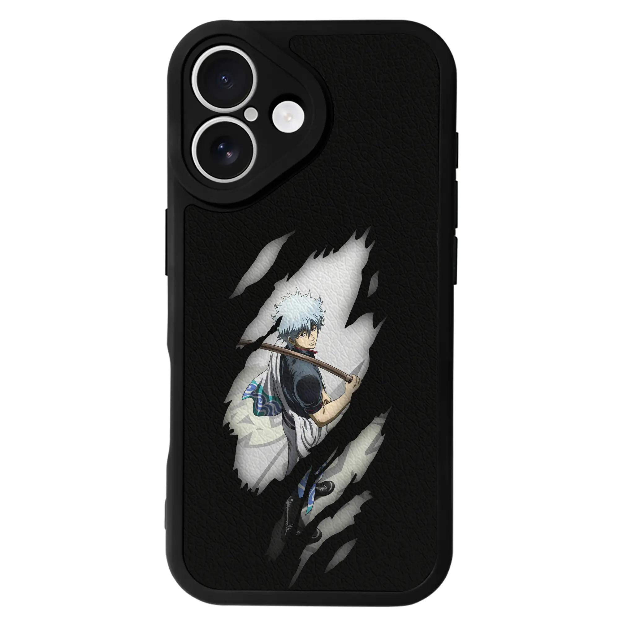 銀魂 グッズ 坂田 銀時 - IPhone 16シリーズ対応 ・ シリコンスマホケース ・ レザー調 ・ 高精度フィット ・ 耐衝撃 ・ ワイヤレス充電対応 ・ 精密カット